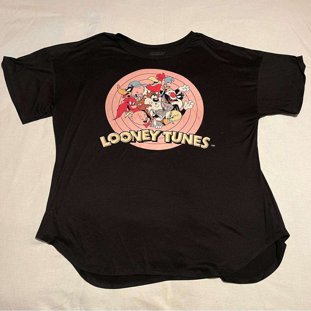 Loony Tunes Womens Sleepwear T Shirt Black Tall 2X Short Sleeve